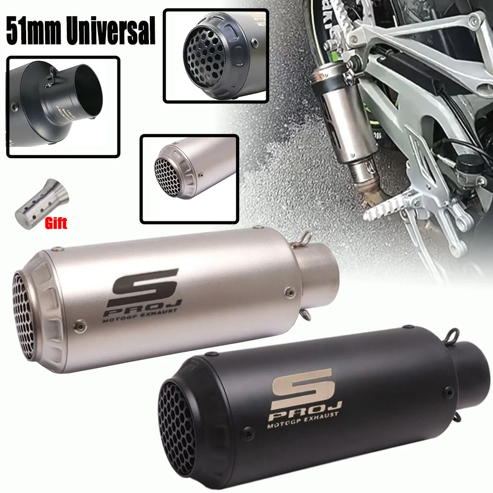 كاتم صوت عادم الدراجة النارية SC المعدل العالمي مقاس 51 مم مع شبكة لعادم Huanglong 600 ZX6R وZ800 من الفولاذ المقاوم للصدأ. #1
