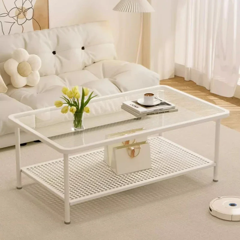 

Design Storage Small Coffee Table Square Aesthetic Minimalist Glass Coffee Table Side Apartamento Mesa Auxiliar Salon Furniture