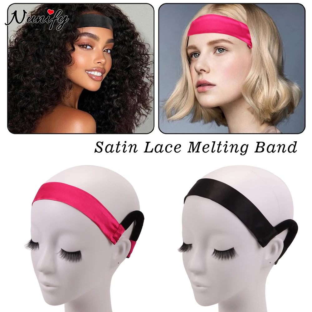 

Elastic Satin Breathable Wig Band Ear Protection Lace Melting Painless Adjustable Strap For Lace Front Wig Edge Wrap Rose Pink