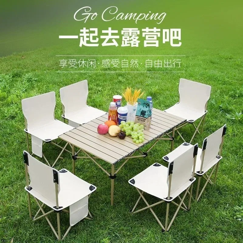 Outdoor Folding Table, Egg Roll Table, Stall, Convenient Camping Table and Chair Set, Picnic Chair Full Set of Equipment