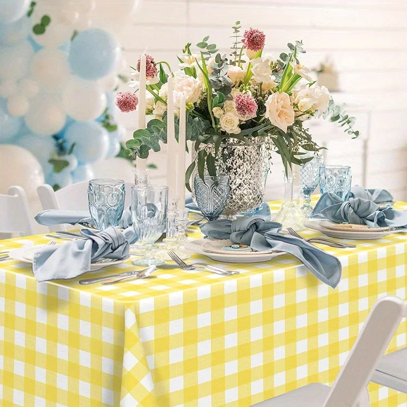 2 adet/4 adet Ekose masa örtüleri, açık hava piknikleri, doğum günü partileri, oda dekorasyonu için tek kullanımlık kullanışlı masa örtüleri