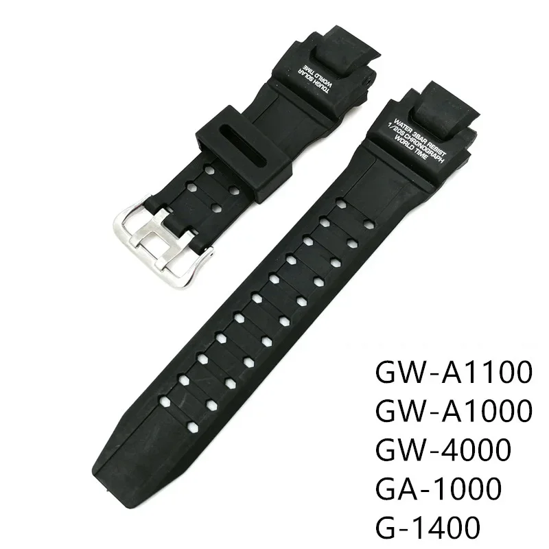 Strap for Casio G-SHOCK GW-A1100 GW-A1000 GW-4000 GA-1000/1100 G-1400 Men Black Waterproof Sport Silicone Resin Watch Band