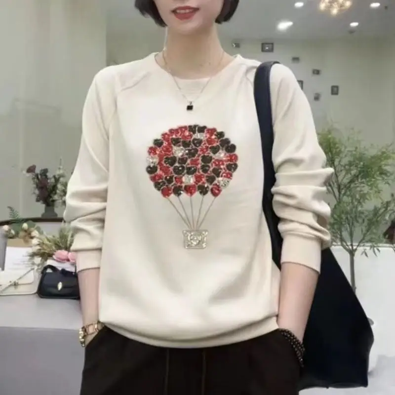 New Women Stylish Vintage Embroidery Casual Streetwear Sweatshirts Autumn O Neck Long Sleeve Loose Pullover Tops Female Clothing