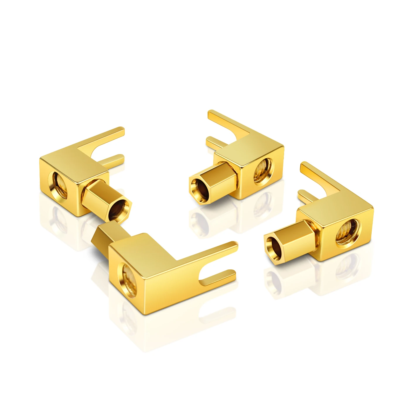 4/8pcs Hi-End 24K Gold Plated Repair Parts Right Angle Speaker Cable Spade Plug Hifi Audio Speaker Cable Connector Plug