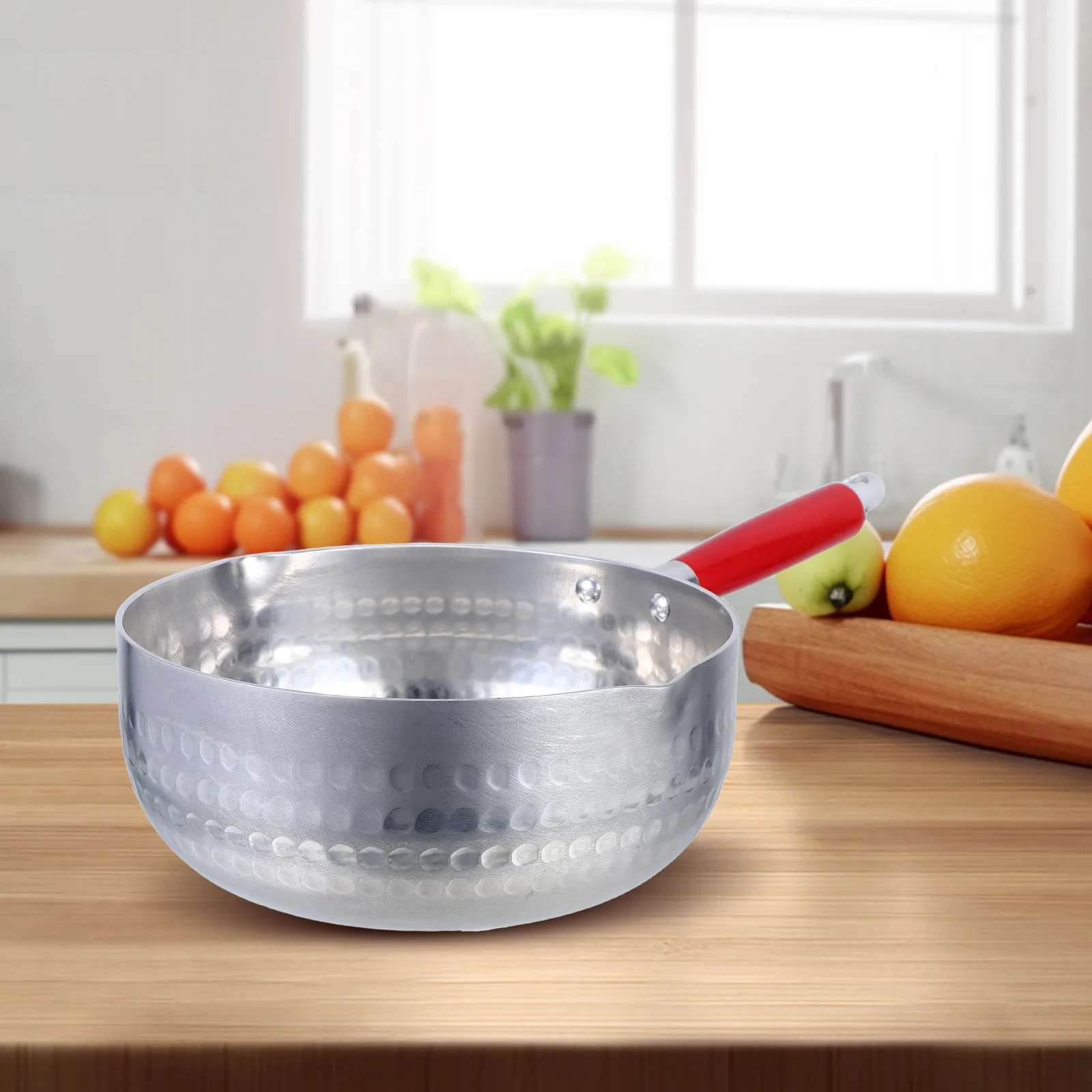 

Milk Warmer Pot Japanese Style Small Saucepan 20Cm Wooden Handle Dual Pour Spouts Butter Melting Chocolate Melting Kitchen