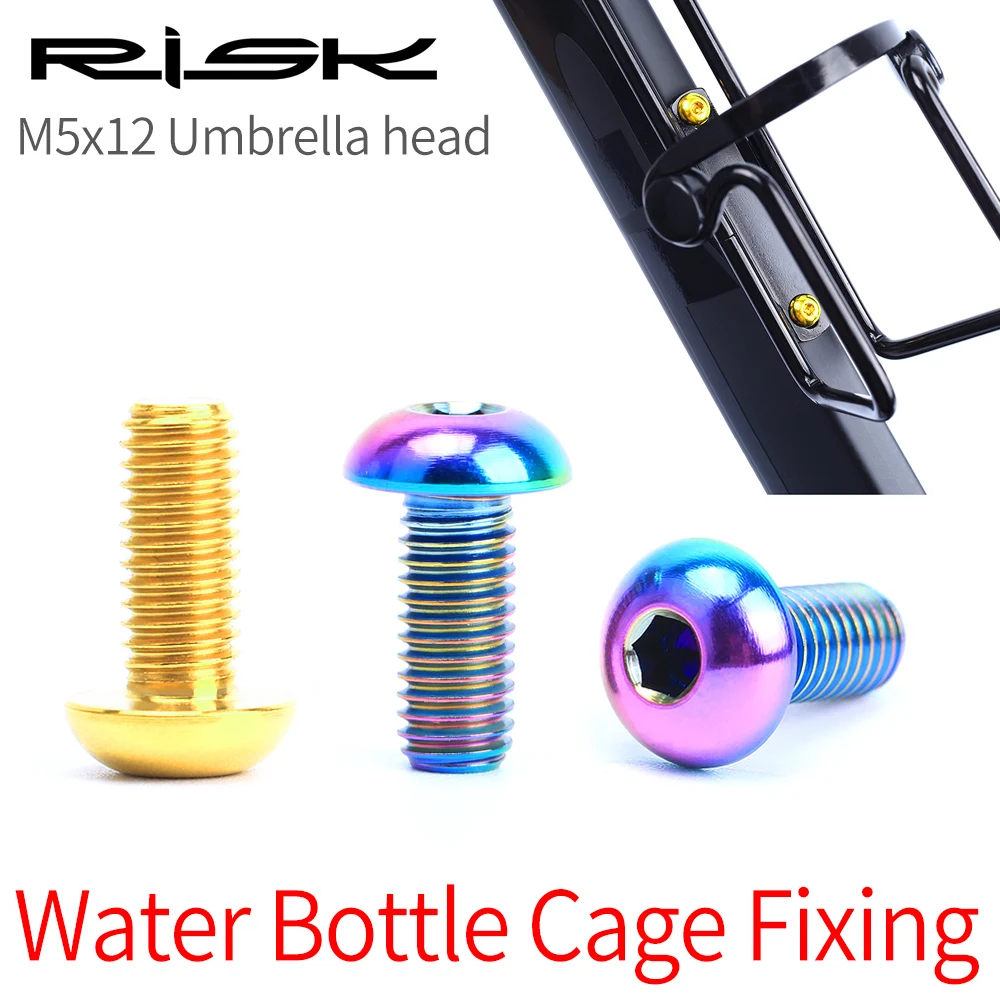 RISK M5x12 Bicycle Water Bottle Cage Fixing Bolts Titanium Road Mountain Bike Water Holder Screws Air Pump Holder Fixed Screws