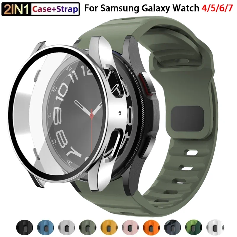 Strap+Case for Samsung Galaxy Watch 4/5/6/7 40mm44mm Protective PC Cover+Bracelet for Galaxy Watch 6 Classic 43mm47mm Accessorie