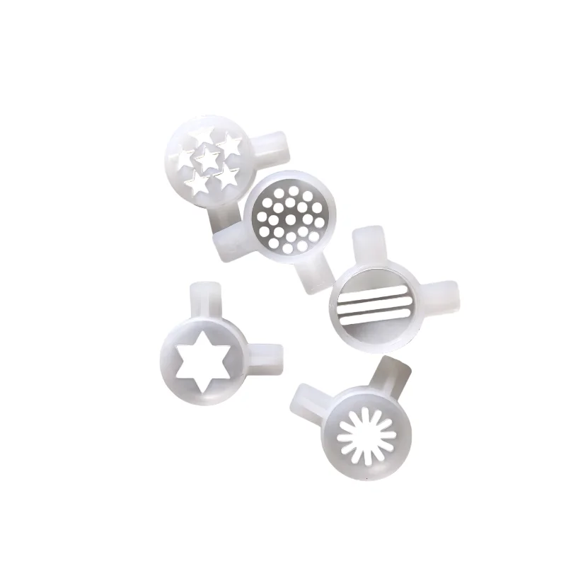 Ice Cream Maker Parts 5 different shapes Plastic nozzle kit noodle jungle snow flower Sandswiches hexagram