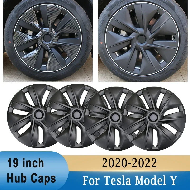 4PCS 19 inch Hub Caps For Tesla Model Y 2020-2022 Wheel Protection Hub Cover Caps Rim Cover Vehicle Car Exterior Tire Decoration