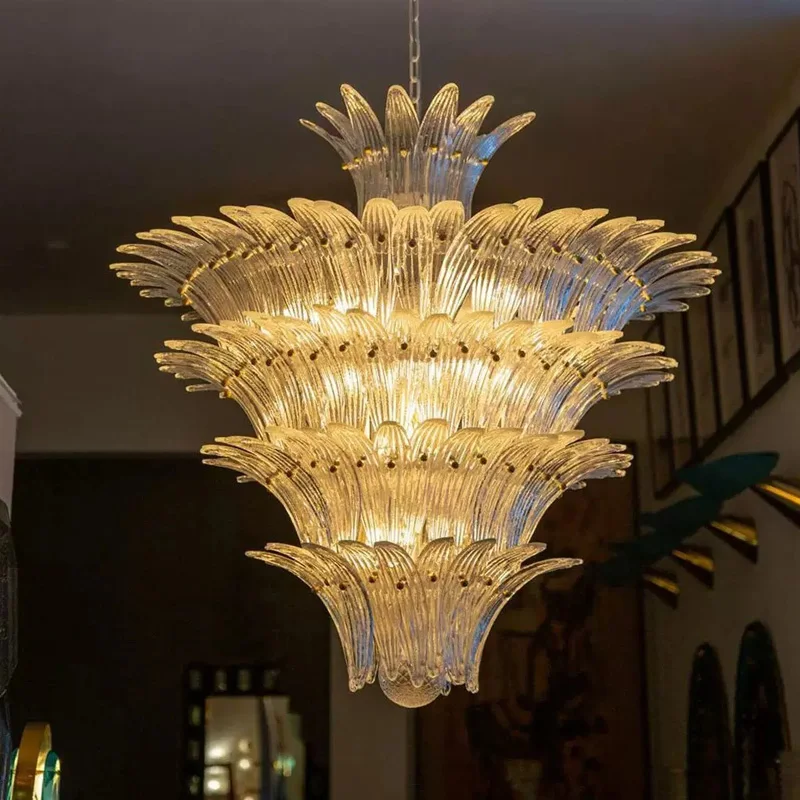 2026 White Ceiling Glass Chandelier Dimmable Suitable For Home Decoration In Living Room Led Stainless Steel Lustre