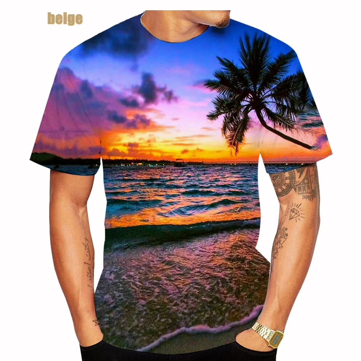 2022 Men and Women Latest Fashion Sunset 3d Printing Unisex T-shirt Sunset Glow Printed Natural Scenery Short Sleeve Size XS-5XL