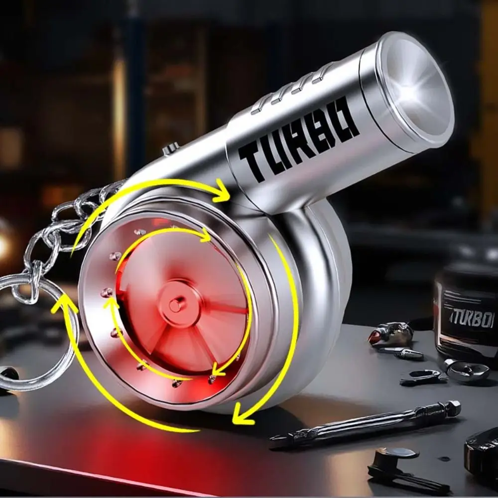 Creative With Sound Turbo Key Chain Light Torch Glowing Turbocharging Pendant Spinning Plastic Simulation Turbo Boys Children