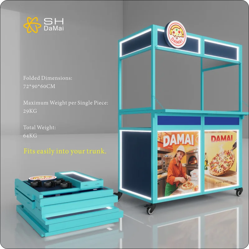 custom.Customized Foldable Stainless Cart with LED  Night Stalls-Snacks Portable Vending Stand