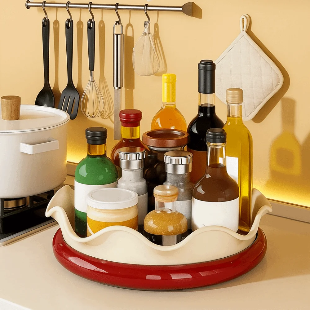 

Dopamine 360° Rotating Spice Organizer Large Capacity Space Saving Condiment Storage Rack Plastic Round
