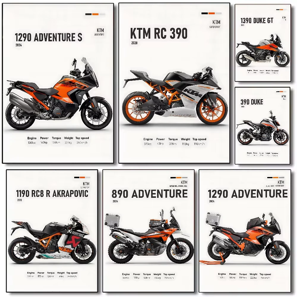 Motorcycle K-T-M 890 1290 Adventure Poster HD art canvas painting home living room bedroom bar aesthetic decoration