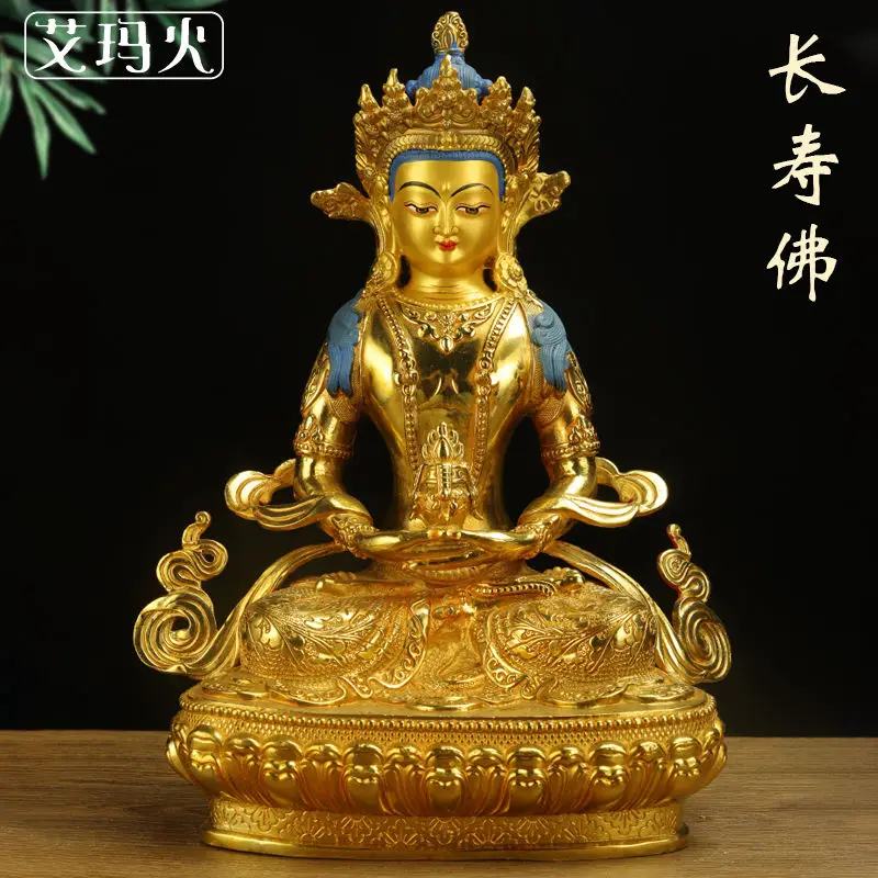 

Longevity Buddha pure copper Tibetan Tantra gilt 7 inches 10 inches 15 inches Buddha statue for salary Bronze Buddha statue orna