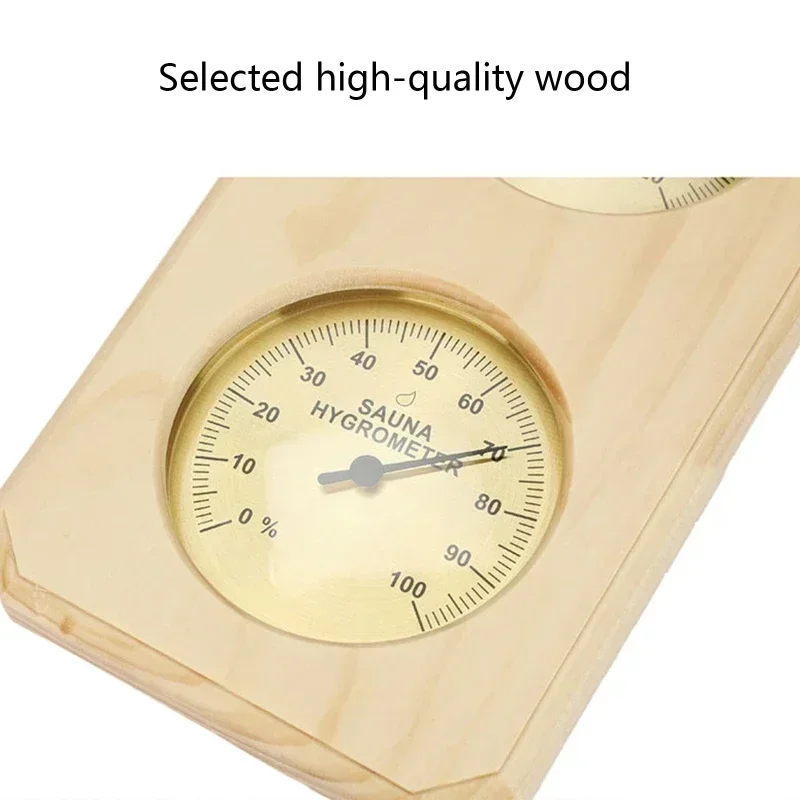 Double Metal Wooden Sauna Sweat Steam Room Hanging Hygrometer for Household Indoor Mechanical Hygrometer