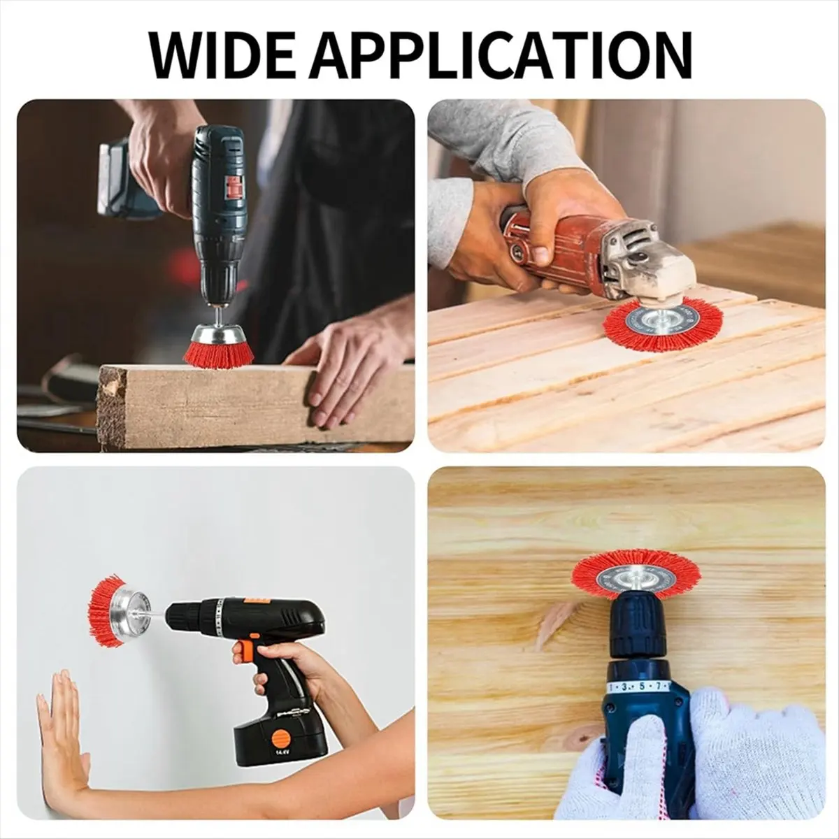 

[AA49] 5 PCS Nylon Filament Abrasive Wire Brush Wheel & Cup Brush Set with 1/4Inch Drill Shank, Nylon Drill Brush Set , Red