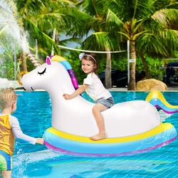 Kids Giant Inflatable Ride On Unicorn Pool Float with Fast Valves Unicorn Sprinkler Blow Up Swimming Pool Party Toys 2022 Summer