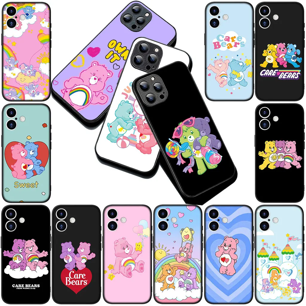 Чехол для телефона с изображением аниме Heart Care Bears для Apple iPhone 16 14 15 Plus 11 Pro Max 16E ProMax + 16Plus 15+ 14+ Защитный корпус