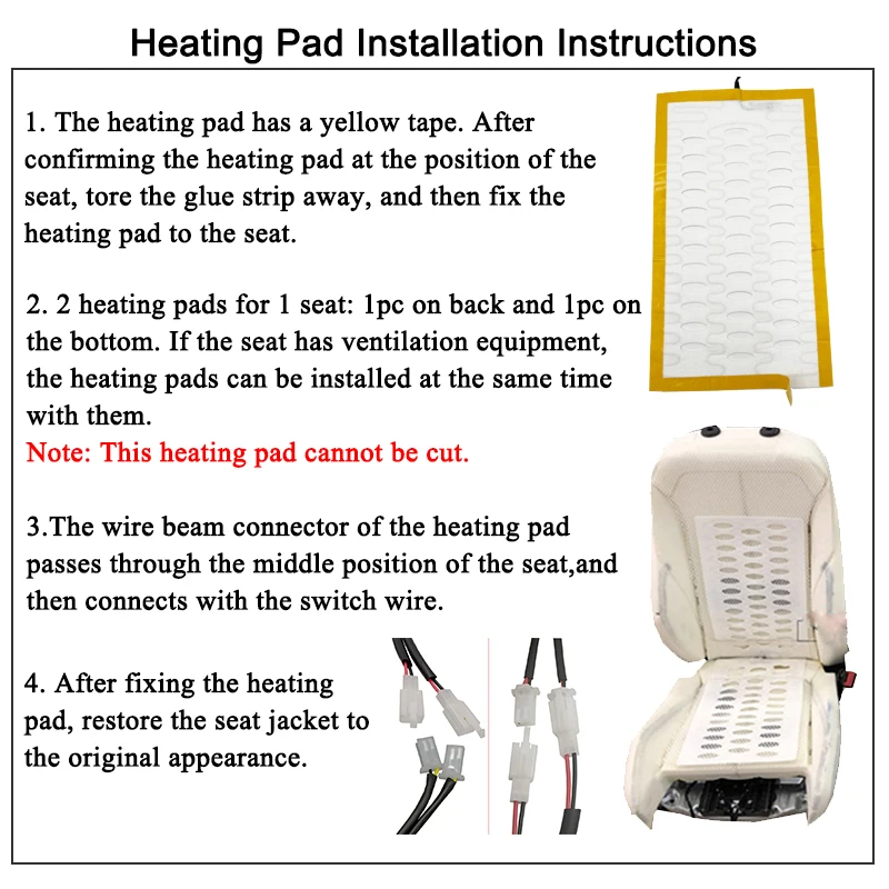 Universal Built-In Car Seat Heater Kit Fit 2 Seats 12V Alloy Wire Heating Pads 3 Levels Dual Control Heated Switch System