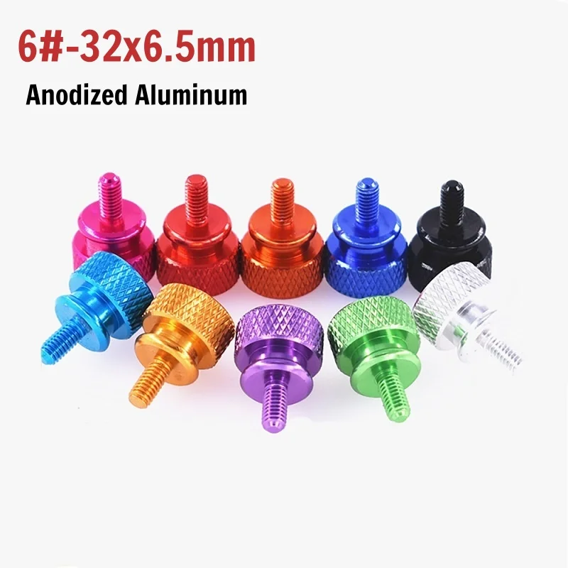 UNC 6-32×6.5mm Step Thumb Screws Colorful Aluminum Knurled Head Computer Case Fasteners Hand-Tightening Case Modification Bolts