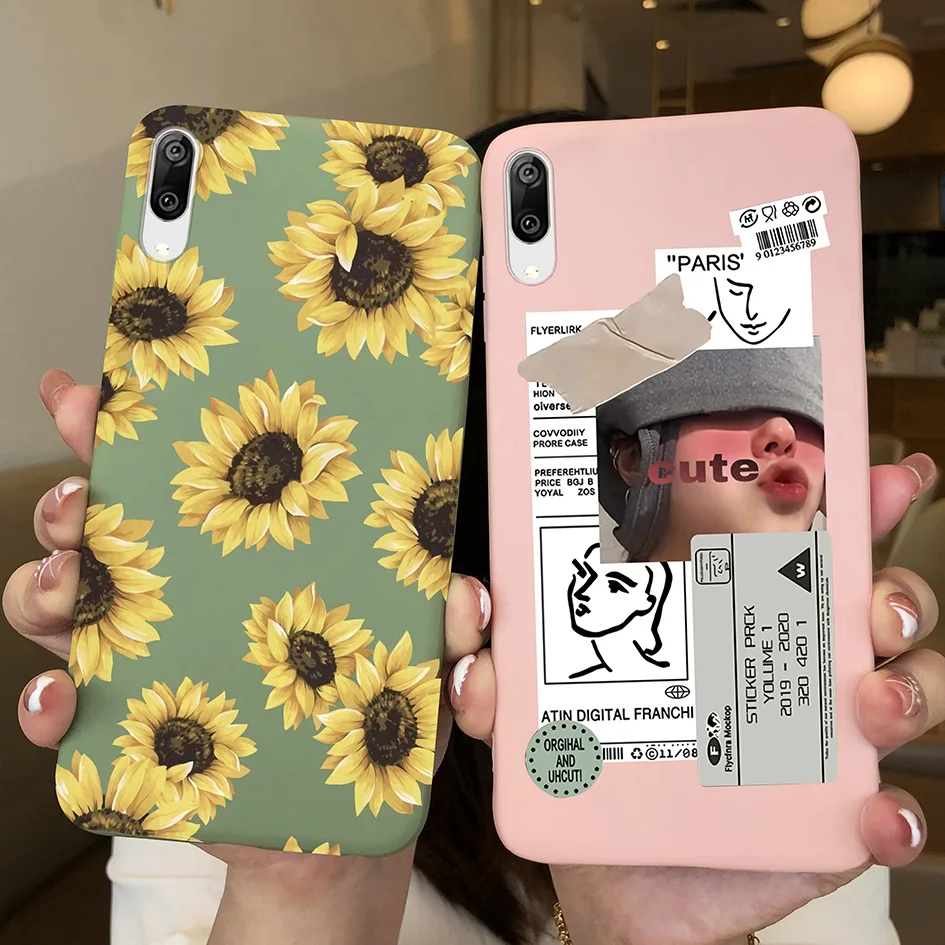 For Huawei Y7 Pro 2019 Case Fasion Flower Cute Girl Cartoon Soft Slim Silicone Phone Back Cover For Huawei Y 7 Pro 2019 DUB-LX2