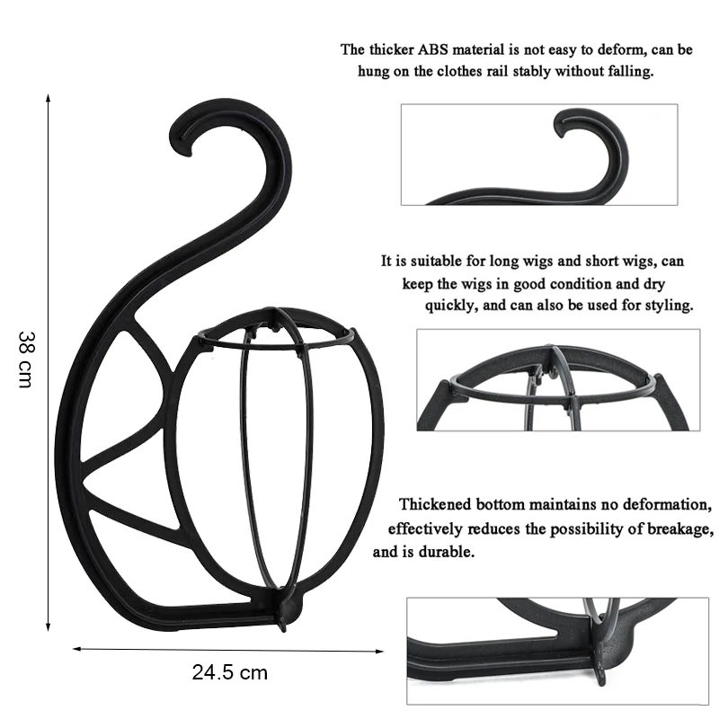 Plussign-Portátil dobrável peruca cabide Stand para perucas e chapéu, peruca ferramenta de exibição titular, secador, 1pc