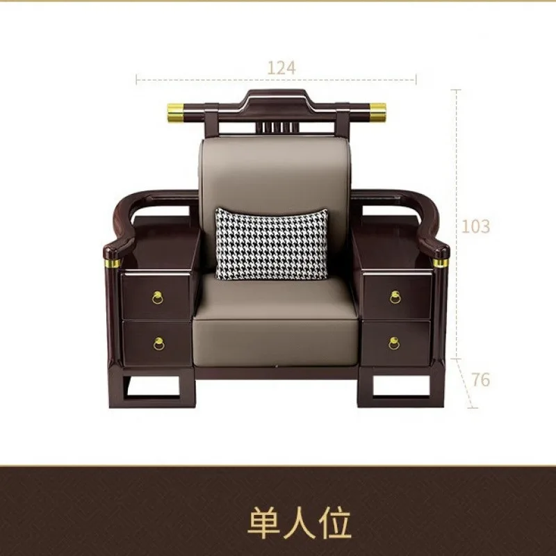 مزيج أريكة من الخشب الصلب، غرفة معيشة صغيرة على الطراز الصيني الحديث الجديد على الطراز الصيني البسيط من Zen