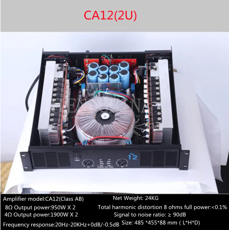 CA12(2U) Professional Power Amplifier Pure Power Amp 2channels  KTV/Stage/Home Entertainment KTV 8ohm 950W*2/4ohm 1900W*2