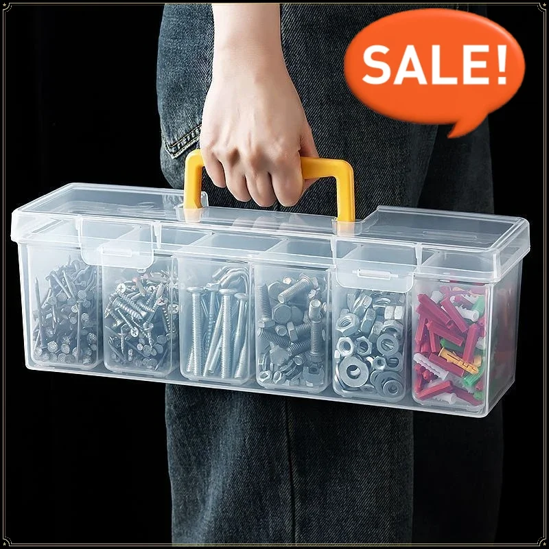 

2026 New Transparent Portable Separated Organized Categorization Box for Parts Storage Home Hardware Tools Screws Materials