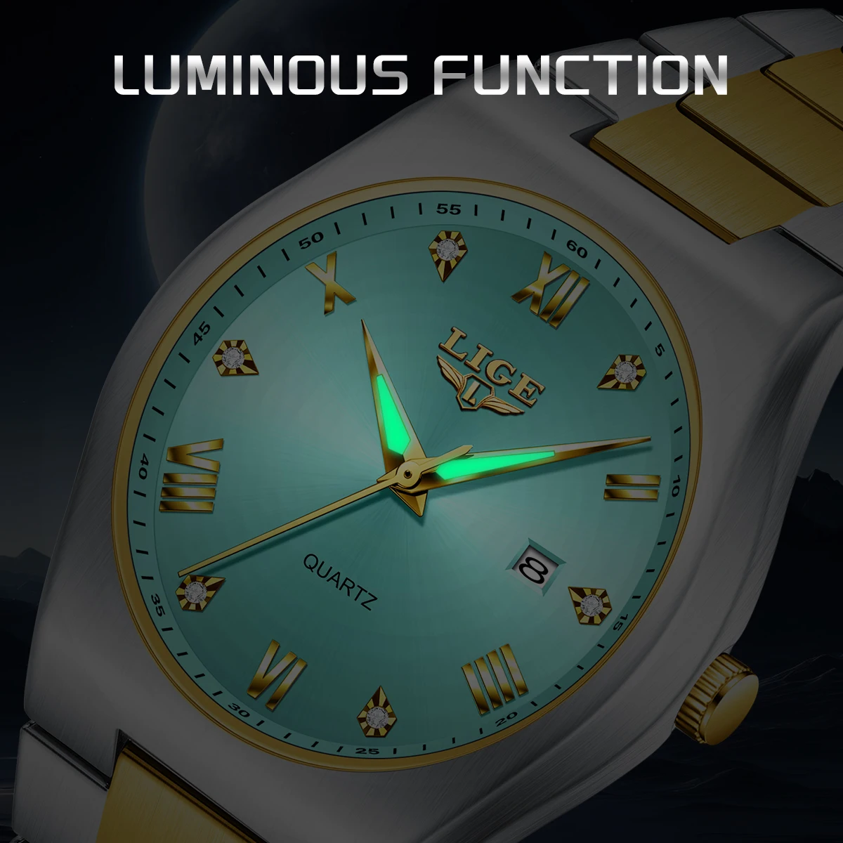 LIGE جديد فاخر كوارتز رجل ساعة اليد الرياضة الرجال الساعات مقاوم للماء مضيئة تاريخ الأسبوع الفولاذ المقاوم للصدأ ساعة رجالي ذكر Reloj + صندوق
