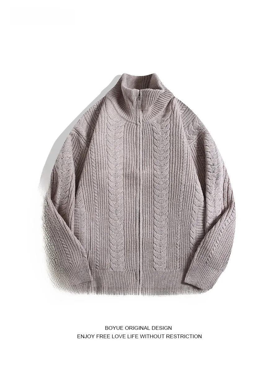 

Универсальный вязаный кардиган Boyue с воротником-стойкой для мужчин и женщин, повседневная верхняя одежда для пар, стильный и удобный
