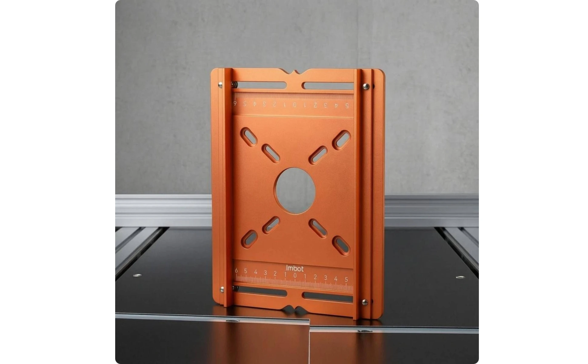 Slotting Router Plate Measurement Markings Router Grooving Base Plate Trimmer Base Polished Finish Slotting Bracket Orange