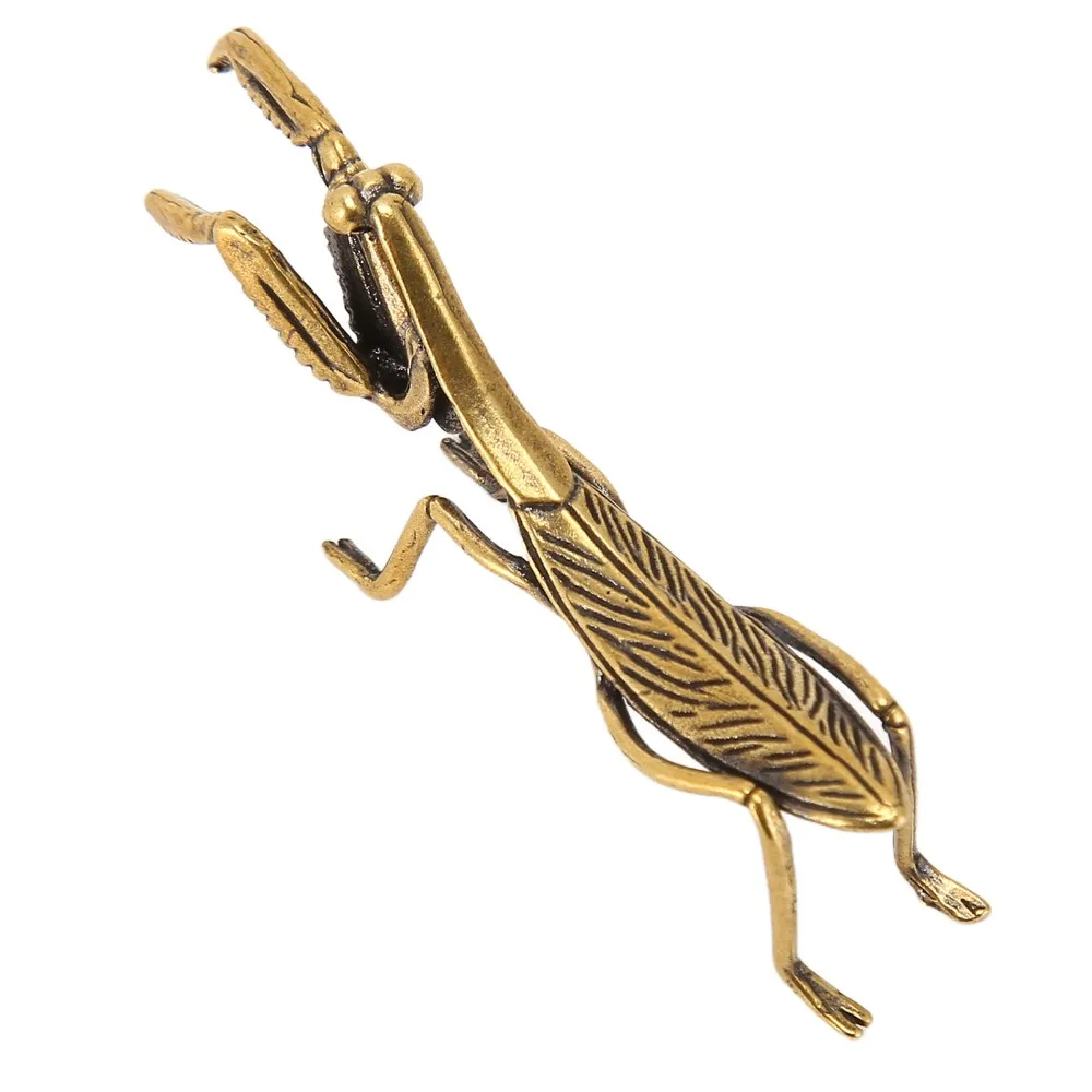 Solid Copper Praying Mantis Figurine Brass Small Size Copper Mantis Statue Tea Pet Suitable Praying Mantis Sculpture