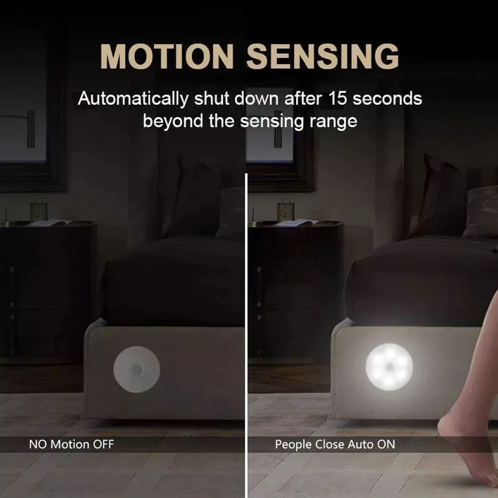 Magnetic Motion Sensor Night Light Adhesive Auto On/Off Stair Cabinet Lighting LED Light For Doorways