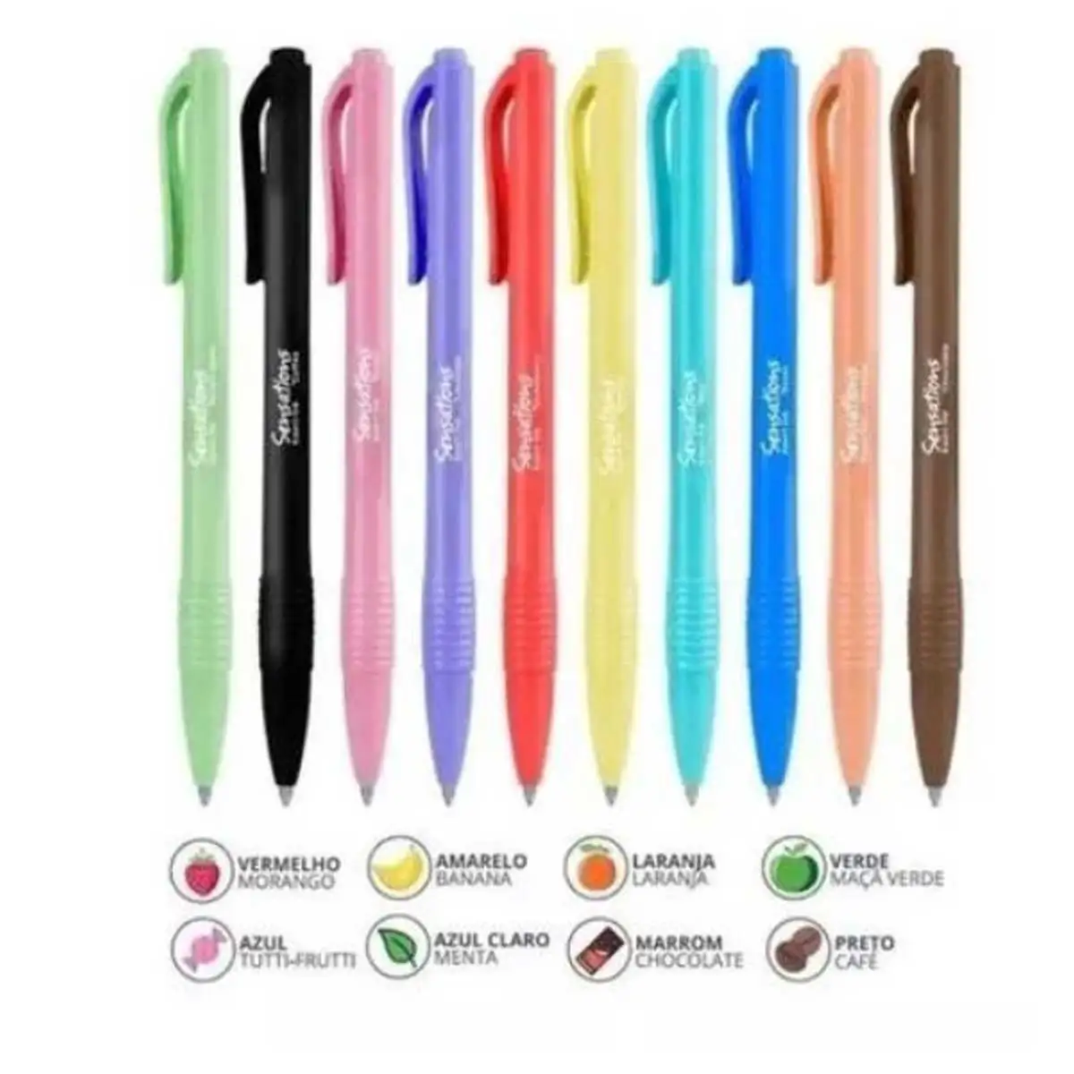 Kit 8 0.7mm Retractable Spherographic Pen Clic Sensations Newpen Scented Smell