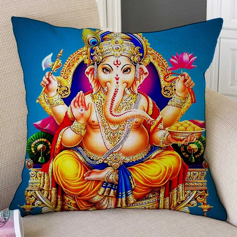 Hanuman Ganesh Religion Workshop Art Sofa Throw Pillow Case Cotton Linen Brahma Shiva Vishnu Buddhism Decoration Cushion Cover