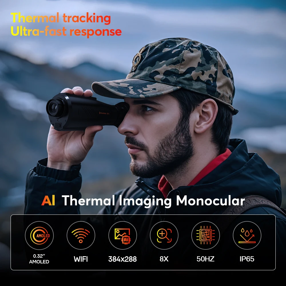 GTGUARD Ai15 Thermal Imaging Night Vision Monoculars AI Super-resolution 384*288 for Camping Hunting Firefighting Surveillance