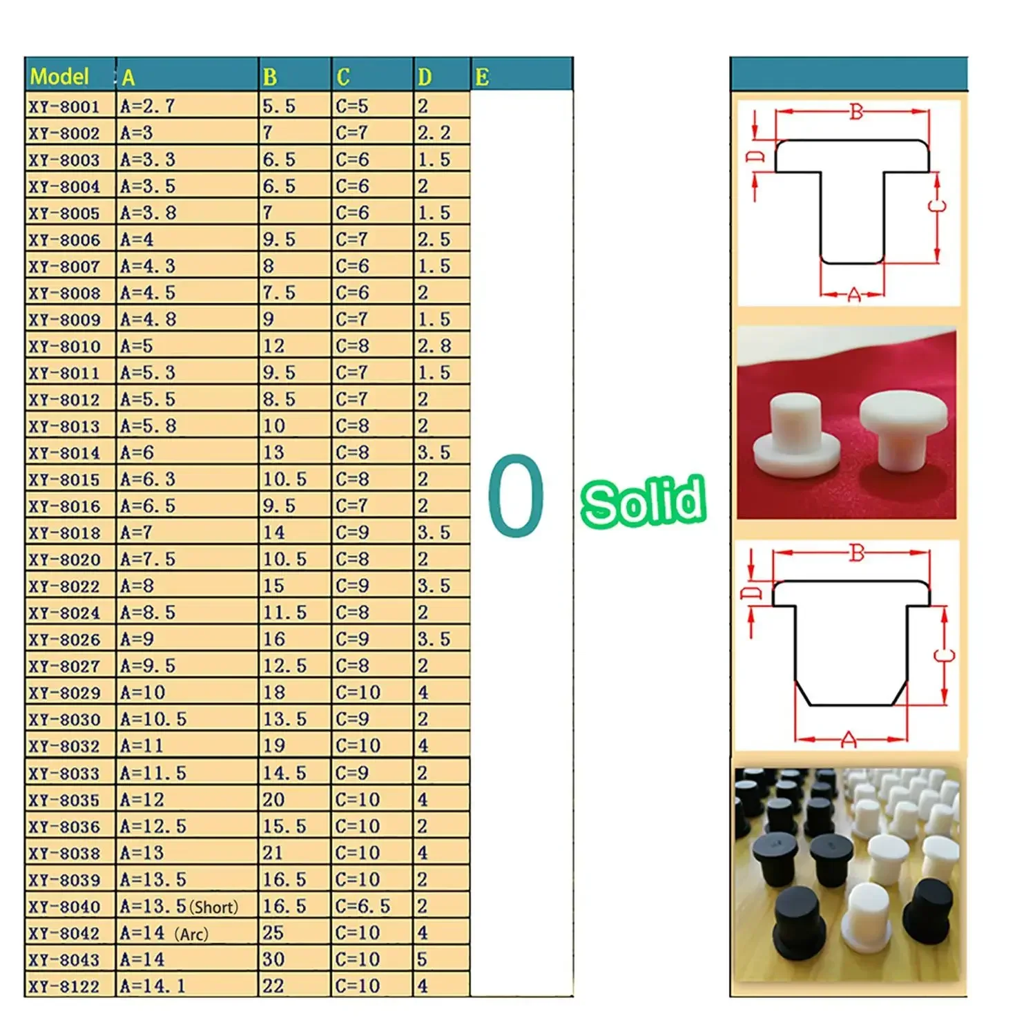 Solid Sealing Plug, Silicone Rubber Hole Caps, Inserts Bungs T-shaped Seal Stopper, High TEMP Dustproof Plug 2-14mm Black White