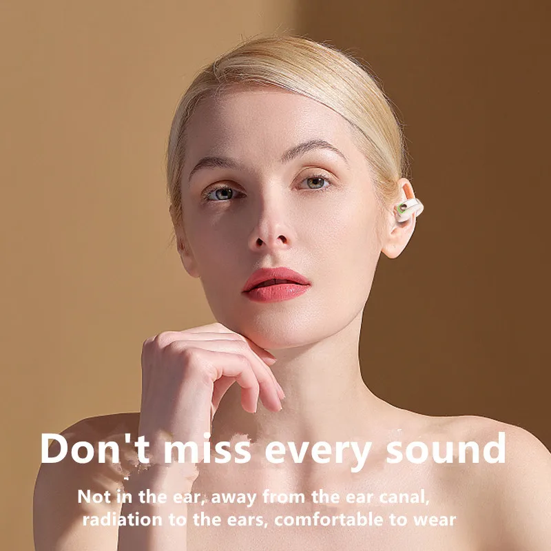 Open Ear Headphones, 10 Hours Playtime True Wireless Open Ear Earbuds with Ear Hooks, Air Conduction Headphones, Bluetooth 5.3,