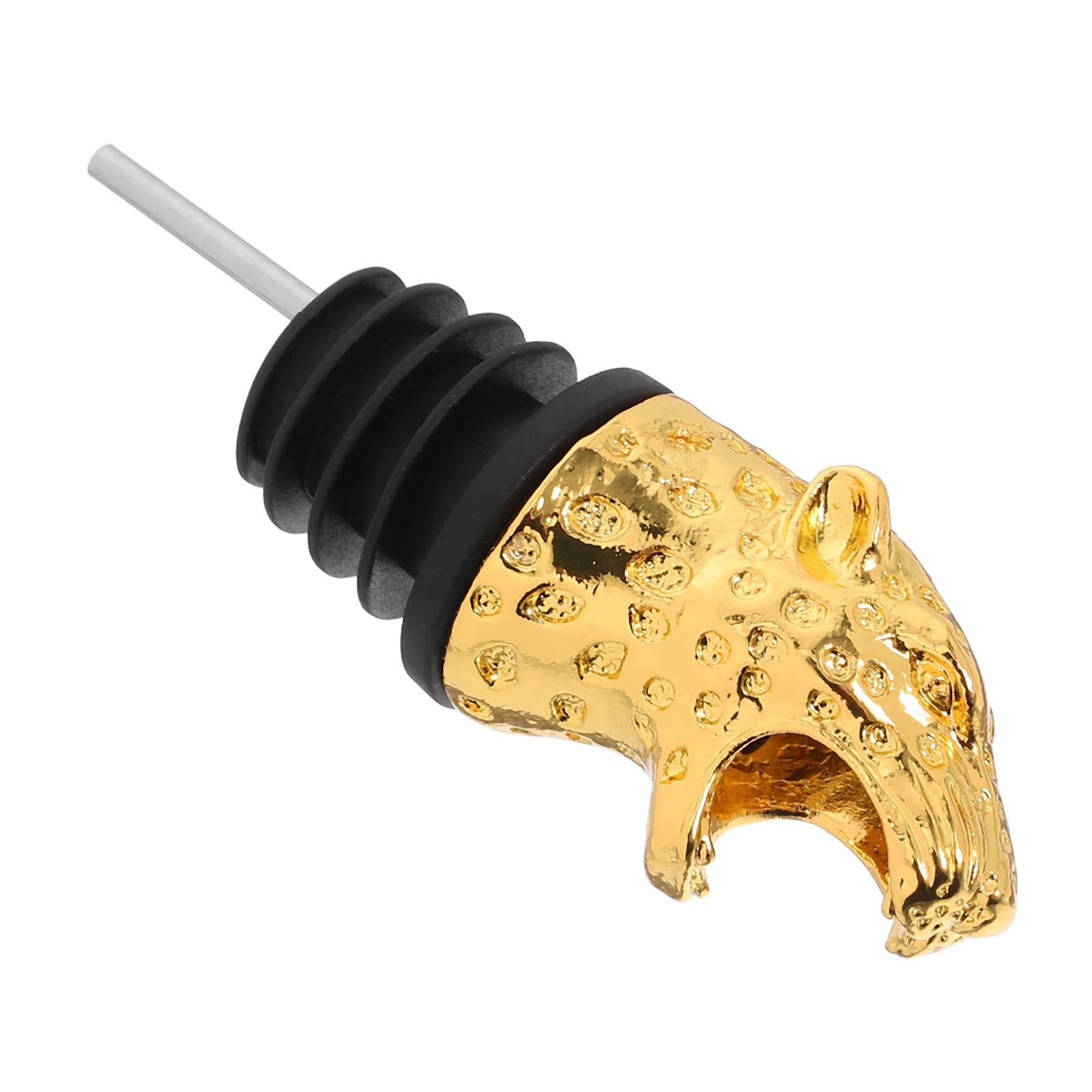 

Pourer Decanter Spout Leopard Head Bottle Stopper Golden Alloy Safe Lightweight Party Fun Pattern