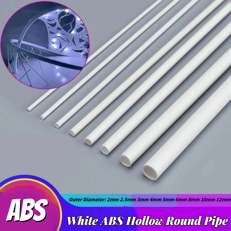 

10Pcs ABS Hollow Round Pipe Plastic Pipe OD=2/2.5/3/4/5/6/8/10/12mm DIY for Manual Sand Table Building Model Production Material