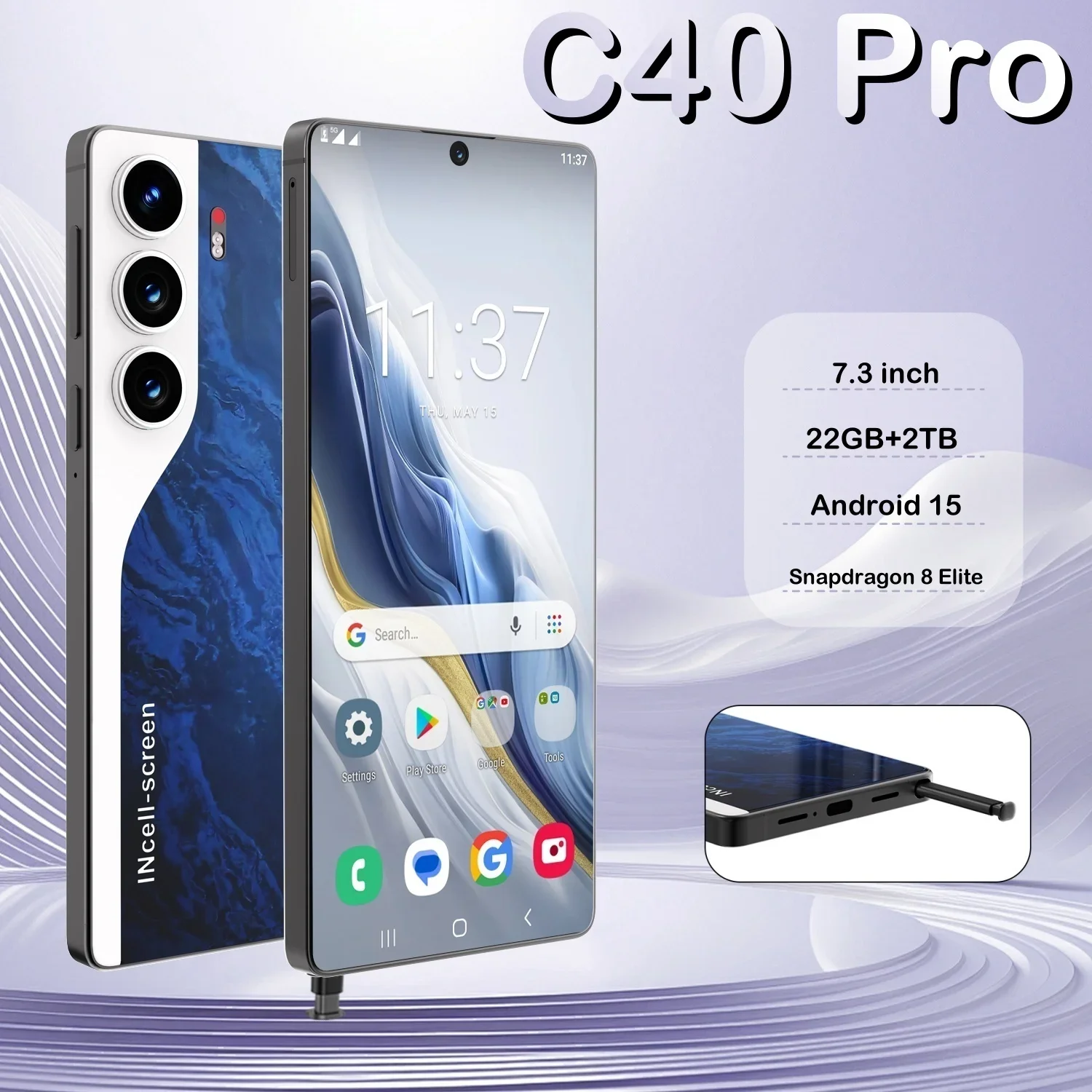 

HOT 2025 new C40 Pro original intelligent 4G 5G dual card dual standby Android 14 system global version 108MP 8000mAh battery