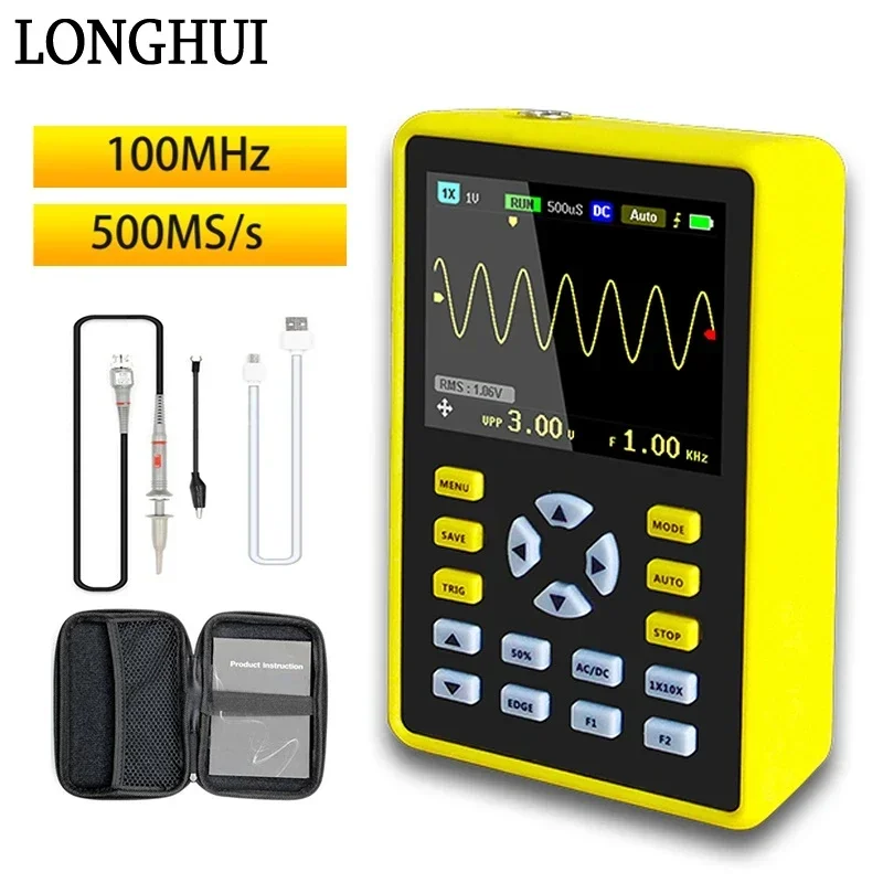 

5012H Digital Storage Oscilloscope 2.4 Inch Tablet Oscilloscopes 500MS/s Sampling Rate 100MHz Analog Bandwidth Support Storage