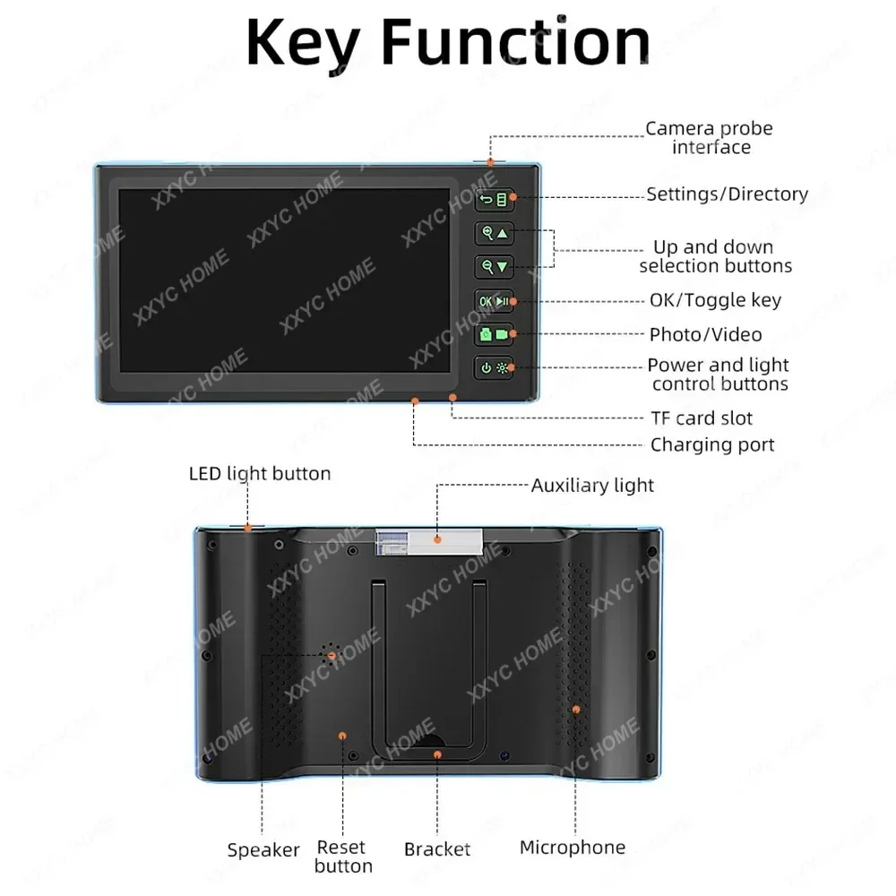 Camera Endoscope with 7-inch IPS Color Screen Borescope with 6 LED Lights 1080P Photos Videos Snake Camera