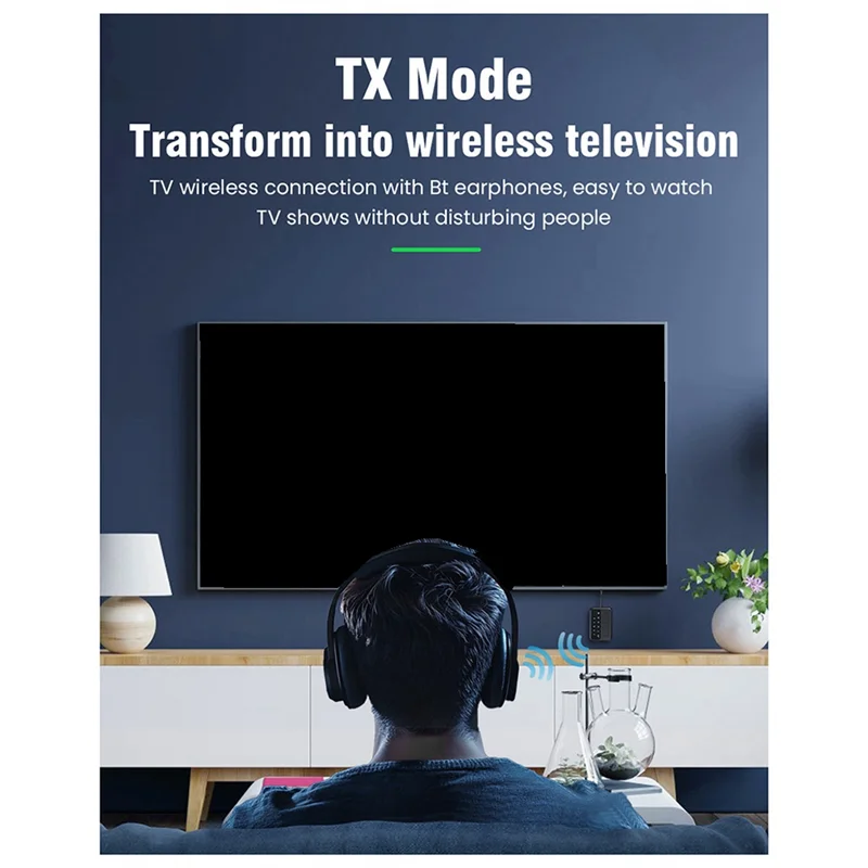 Elegante-apptx aeronaves transmissor tv computador adaptador bluetooth receptor transmissor dois-em-um tv computador um para dois