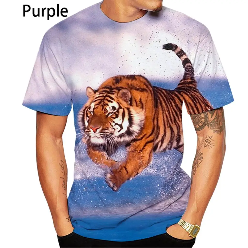 2021 Unisex 3D Tiger Print Short Sleeve T-Shirt Fashion Couple Tops