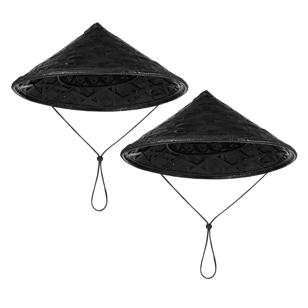 

2 Pcs Bamboo Hat Japan Samurai Funny Hats for Adults Cosplay Costume Men and Women