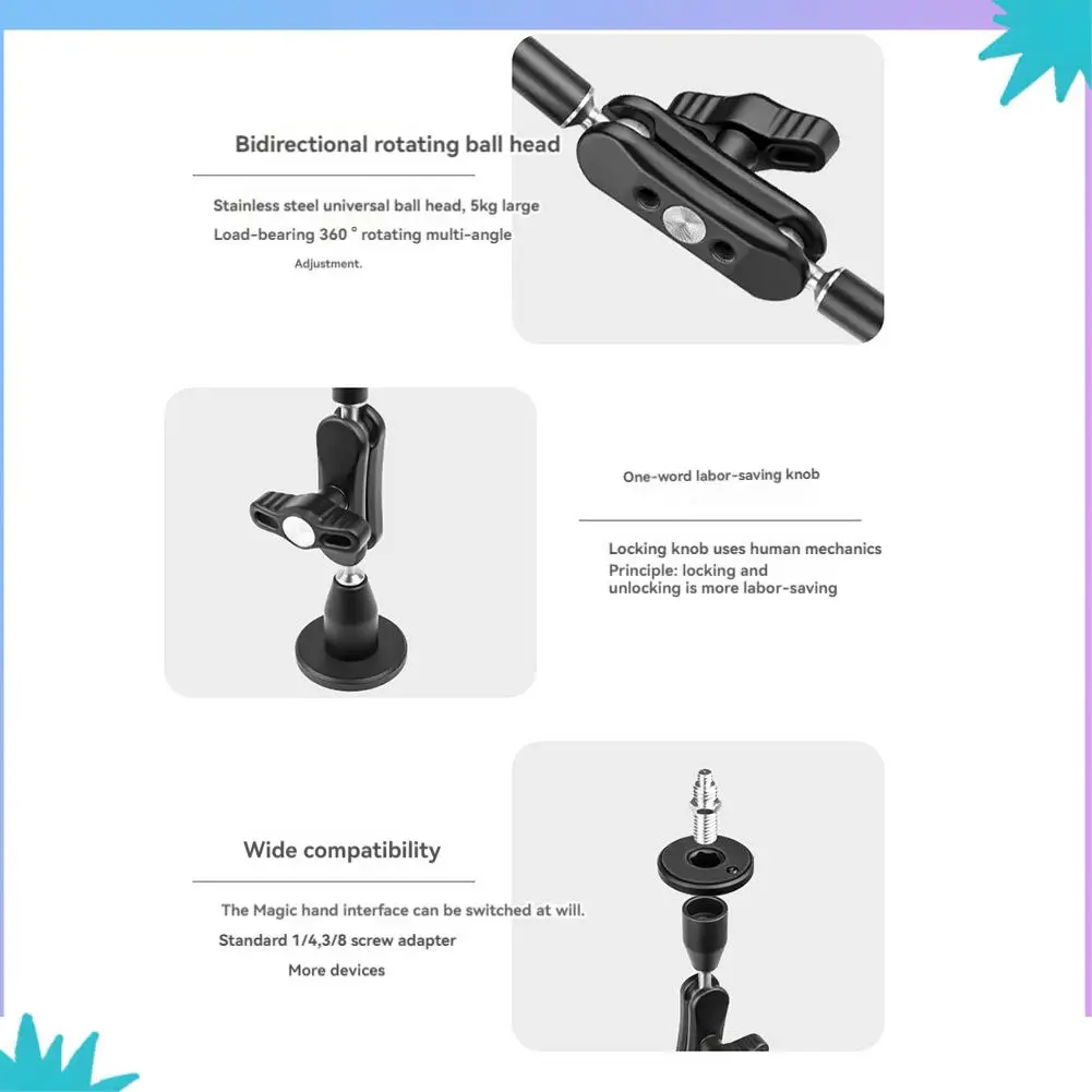 ABZW 스마트폰 브래킷 매직 암 카메라 관절형 유연한 벽 마운트 데스크 클램프 태블릿 스탠드